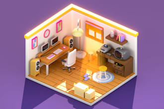 create your props in stylized low poly style