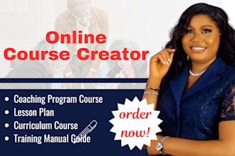 create online course coaching program, training manual, lesson plan, curriculum