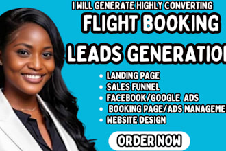 generate flight booking leads flight booking facebook google ads landing page