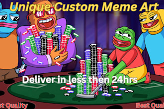 memecoin art illustration, crypto meme coin art, 2d solana funny meme coin art