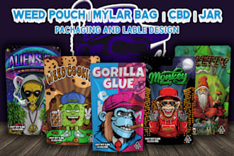 expert unique weed pouches, mylar bags, cbd labels design