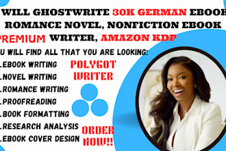 ghostwrite 30k german ebook, romance novel, nonfiction ebook writer, amazon KDP