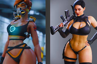 design stylized 3d model texturing rig3d anime character, 3d nsfw art animate 3d