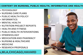 write content on nursing, public health, informatics and healthcare