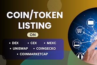 list your token or coin on coinmarketcap, coingecko, mexc, dex, cex, or uniswap