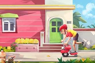 do 2d game art and game assets environment and characters