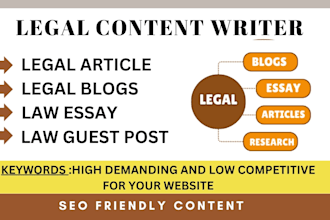write legal articles or legal content, legal blogs, and law essays for you