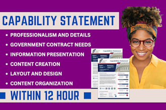 write and design your US federal government capability statement, business plan