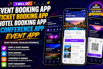 do event booking app ticket booking app hotel booking app conference app event