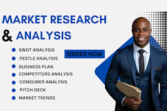 do market trends, swot and competior analysis, business plan, pitch deck