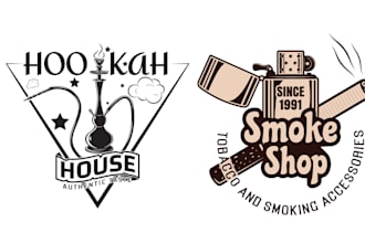 make vintage smoke shop, hookah lounge logo design