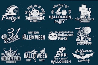create halloween night party horror logo with vector illustration