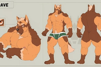 draw furry reference sheet, fursona, furry art, oc, character design furry nsfw