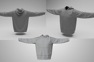 design 3d clothing model mockup for cap, tshirt, hoodie or any clothing
