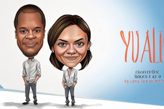draw full body big head cartoon caricature