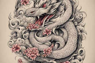 draw traditional japanese tattoo design custom tattoo