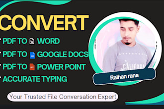 convert PDF to word, google docs,typing services