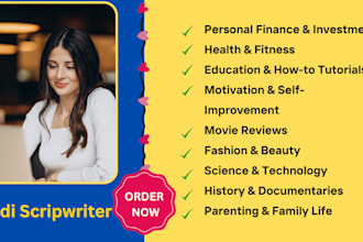 do hindi scriptwriting for youtube channel within 24 hours