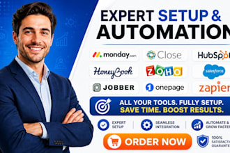 setup monday close hubspot honeybook zoho salesforce jobber onepage crm zapier
