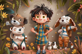 create african american children story book illustration