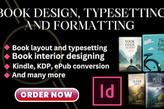 do book cover design formatting and typesetting into epup, KDP etc with indesign
