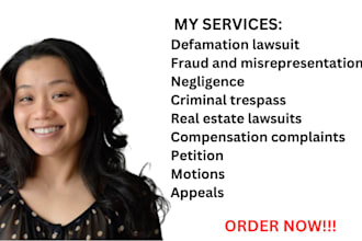 draft court pleadings, motion, lawsuit, complaint, petition, appeal, answer, nda