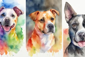 draw a rainbow watercolor portrait of your pet
