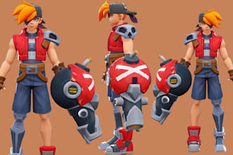 model low poly 3d character for games props ps1 or retro style asset in blender