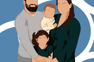 draw a simple vector portrait for your family