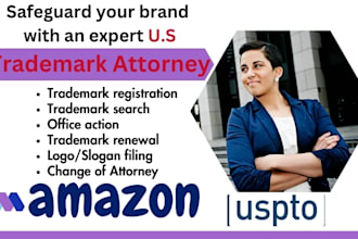 be your trademark attorney for registration, search, sou, renewal for amazon usa