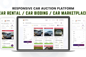 develop marketplace app and web for, car bidding, car auction, car rental