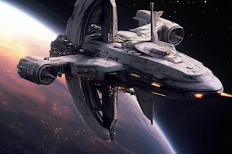 draw a sci fi art and spaceship design