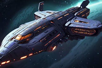design spaceship, sci fi illustration and sci fi art