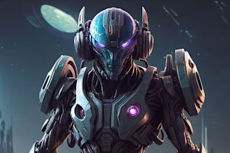 create an sci fi character art, sci fi art illustration