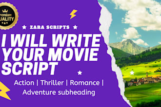be your moviescript writer, screenplay movie script writer
