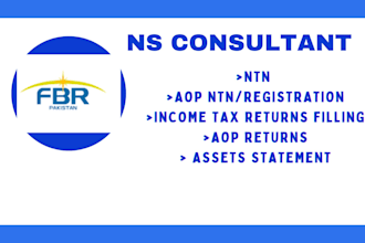 create ntn, aop ntn, file salary,business,aop tax returns with fbr pakistan