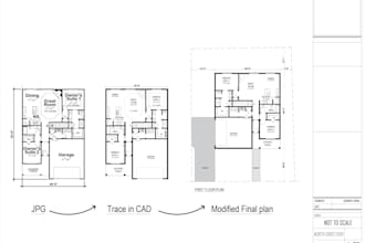 redraw architectural 2d floor plan in autocad