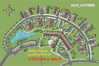 creat professional map illustrations or site plan