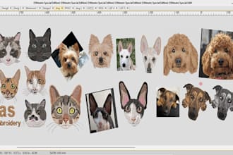 professionally digitize embroidery designs for pet dog and cat logo with in hour