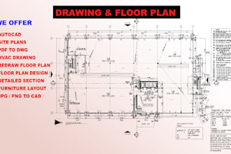 draft autocad 2d architectural floor plan drawing, elevation