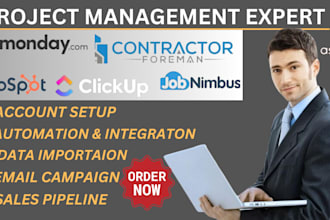 setup project management using monday jira , trello, clickup, asana, ntask
