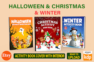 create fun christmas, halloween and winter activity books for kids