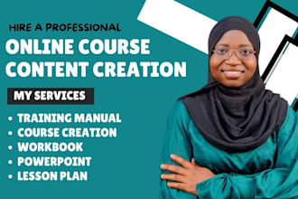 online course content, training manuals workbook lesson plan course creation ppt