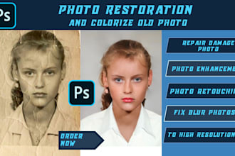 photo restoration, photo enhancement, restore old photo, and colorize old photo