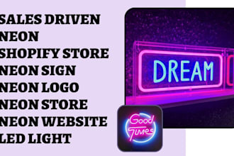 design neon shopify store neon sign neon logo neon store neon website led light