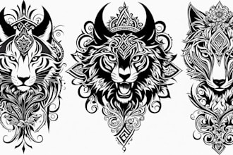 professional tattoo design black and white or color