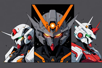 draw amazing concept for mecha, robot or gundam illustration