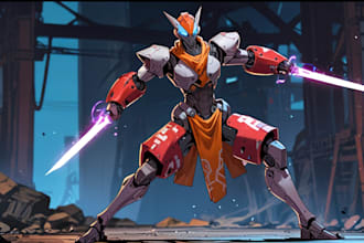 draw gundam, transformers, mecha robot concept art illustration