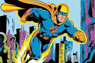 illustrate a superhero pop art portraits