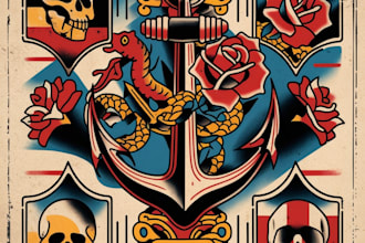 make you a traditional old school tattoo style design